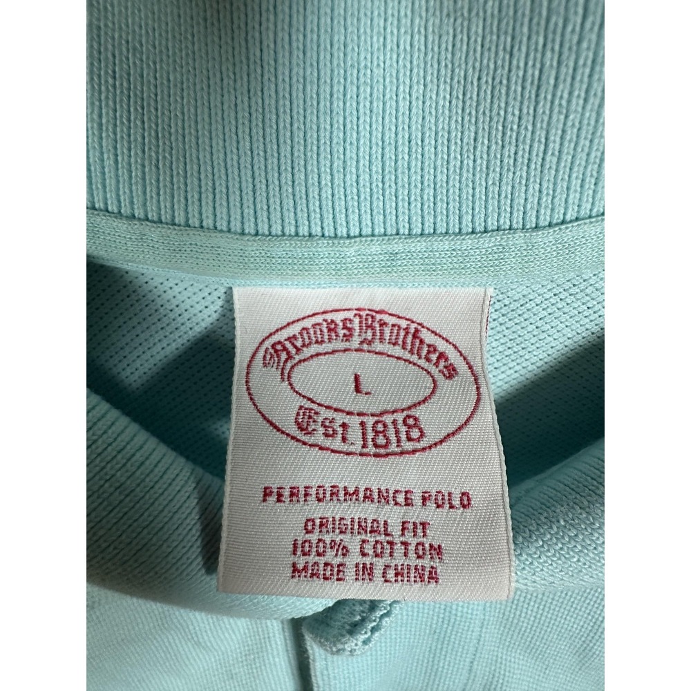 Brooks Brothers Polo Shirt Mens Large Light Blue Performance Pique Original Fit - Picture 2 of 8